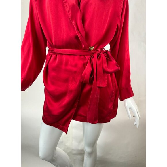 Marilyn Monroe By Warners Satin Red Wrap Robe With Belt & Embroidered Logo - Picture 2 of 16